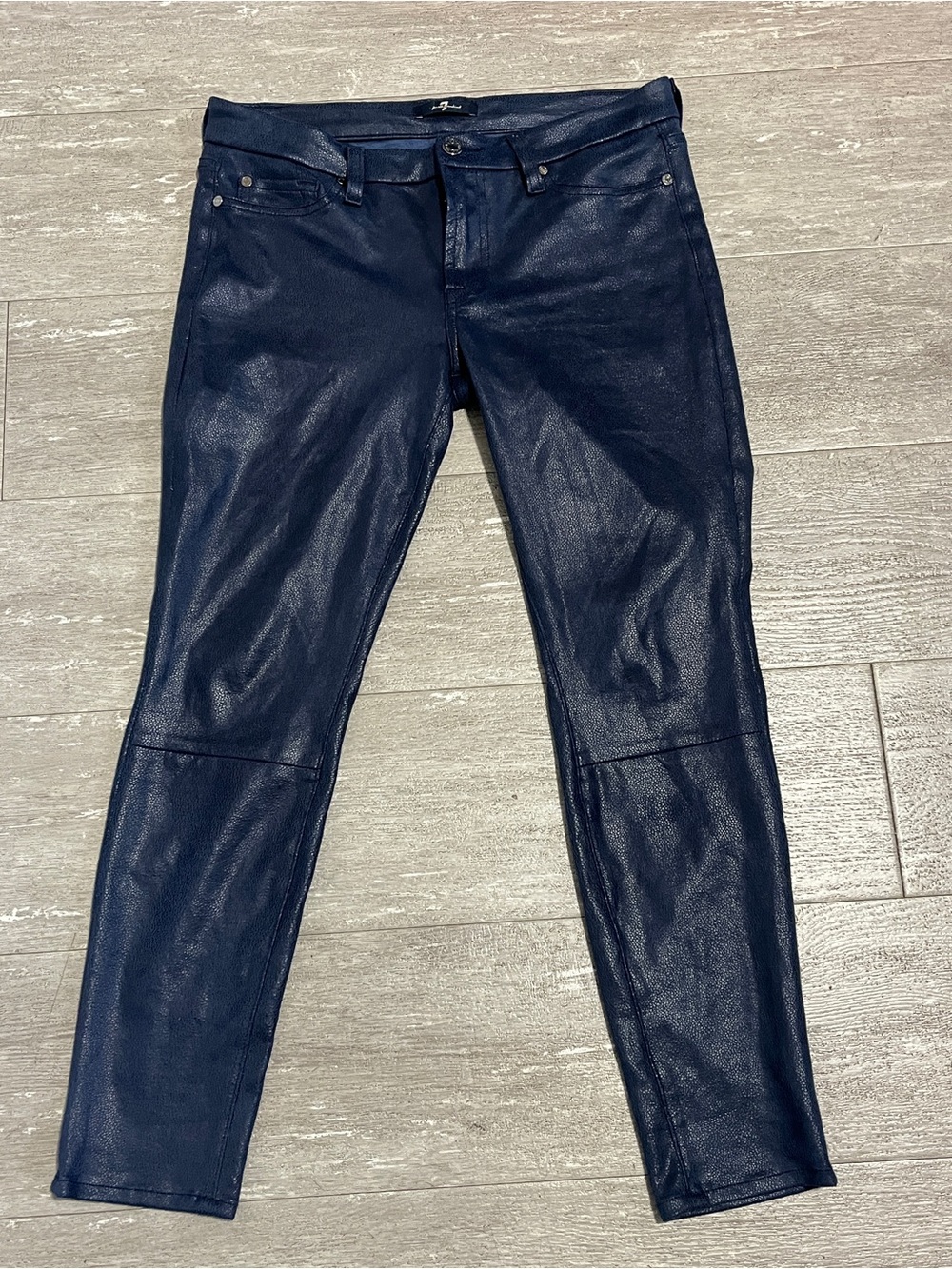 7 For All Mankind Womens Ink Coated High Rise Slim Jeans Size 32x26